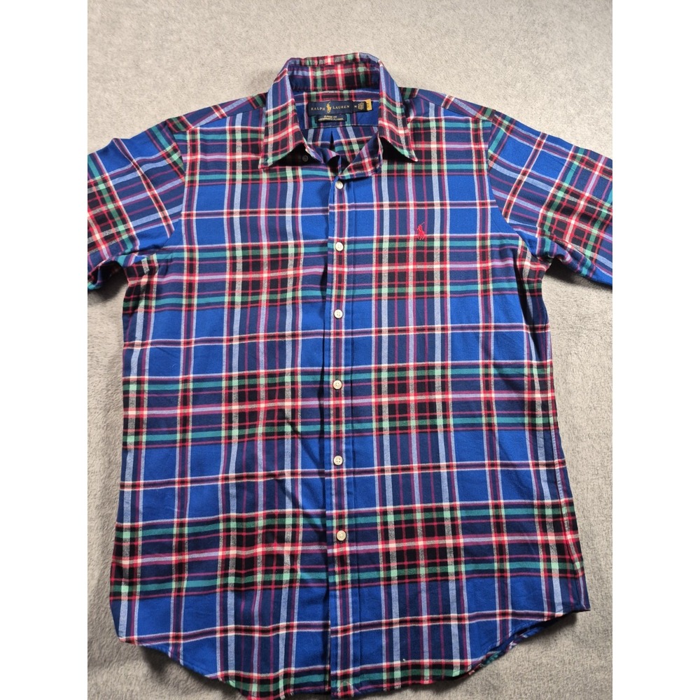 Polo Ralph Lauren L/S Shirt Classic Fit Performance Flannel Blue Plaid Sz Medium - Picture 2 of 7